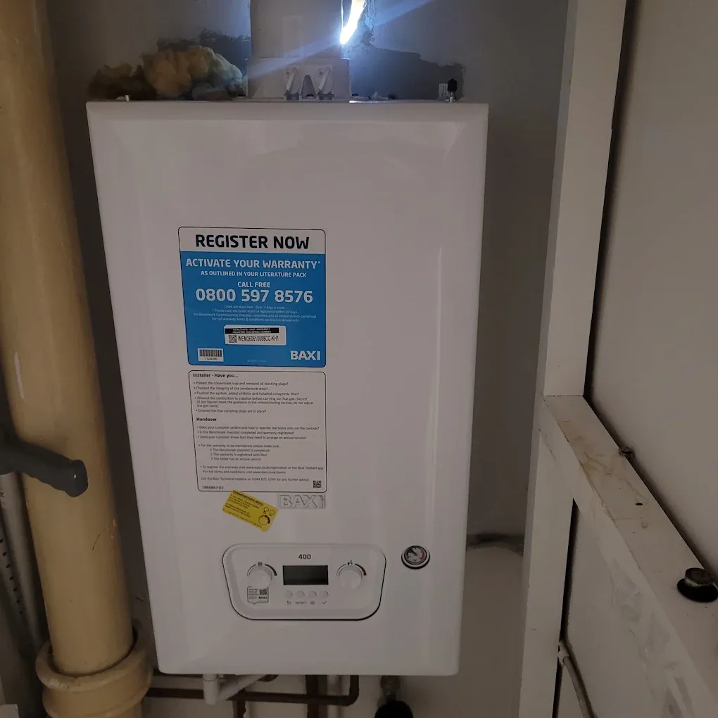 New Baxi boiler fitted inside a cupboard